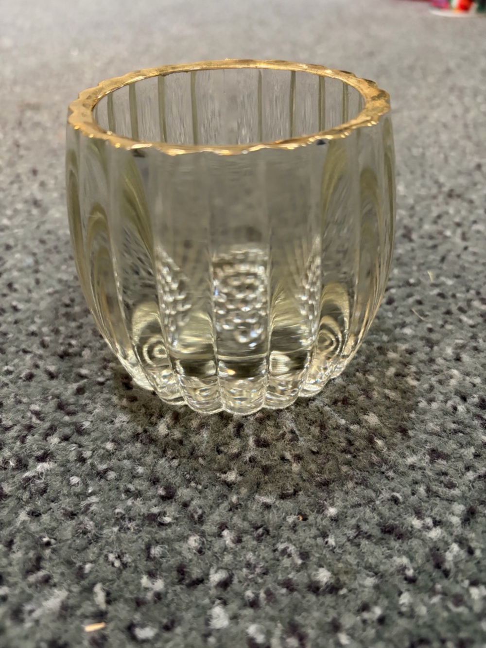 Glass Votive Holder with Gold Rim - Home Accents